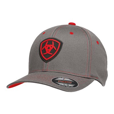 CASQUETTE ARIAT GRIS CHARCOAL AVEC COUTURE ET LOGO ROUGE S / M