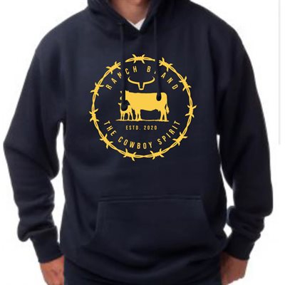 RANCH BRAND HOODIE BARB WIRE UNISEX NAVY / YELLOW 