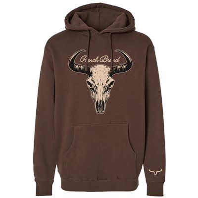 RANCH BRAND UNISEX HOODIE BIG SKULL BROWN MEDIUM