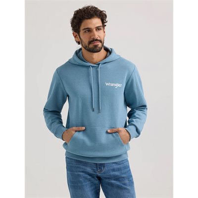 WRANGLER MEN HOODIE DRY BONES LIGHT BLUE SMALL