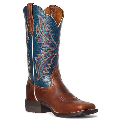 BOTTES WESTERN ARIAT WEST BOUND RUSSET REBEL / CRACKLE NAVY 8B