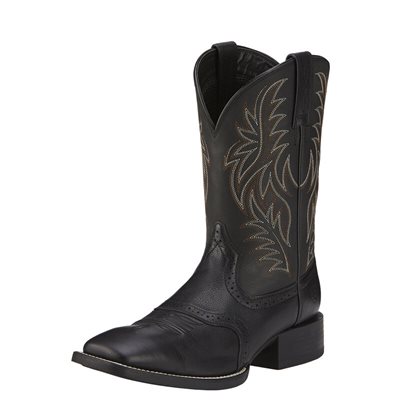 BOTTES WESTERN ARIAT HOMME SPORT WIDE SQUARE TOE NOIR GR.8EE