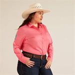 WOMENS ARIAT TEAM KIRBY STRETCH LS SHIRT CAMELIA ROSE XLARGE