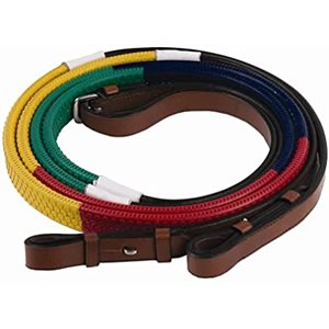HDR ADVANTAGE TRAINING RUBBER REINS YELLOW / RED / NAVY / GREEN HORSE
