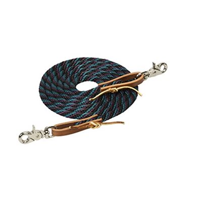 POLY ROPER REINS 3 / 8X8' TURQUOISE / BURGUNDY / BLACK