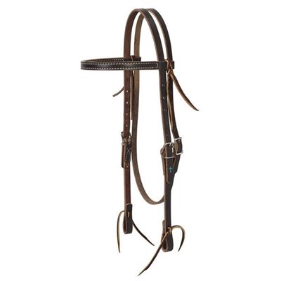 BRIDLE HEADSTALL TURQUOISE CROSS DARK OILED