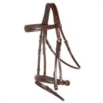 HORZE SION BRIDLE FANCY STITCH FLASH WITH REINS BROWN COB