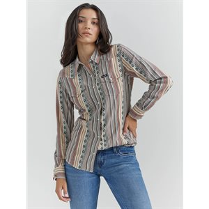 WRANGLER LS SHIRT WOMEN RETRO DOBBY STRIPE SOUTHWESTERN