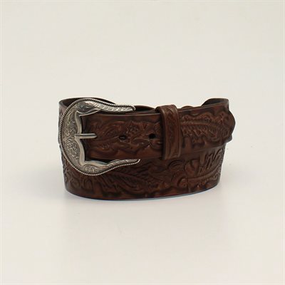 ANGEL RANCH LEATHER BELT BRAIDED ACORN BROWN MEDIUM