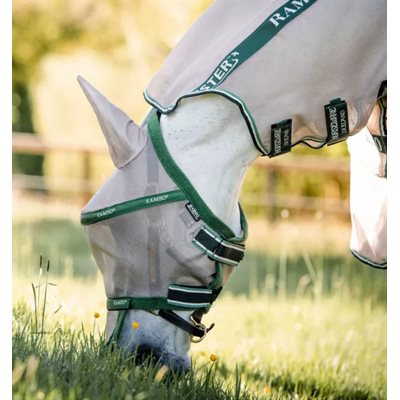 FLY MASK PLUS RAMBO OATMEAL / GREEN HORSE