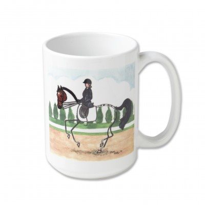 TASSE BLANCHE AVEC CHEVAL DRESSAGE