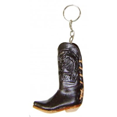 PORTE CLE BOTTE COWBOY CUIR NOIR (LARGE)