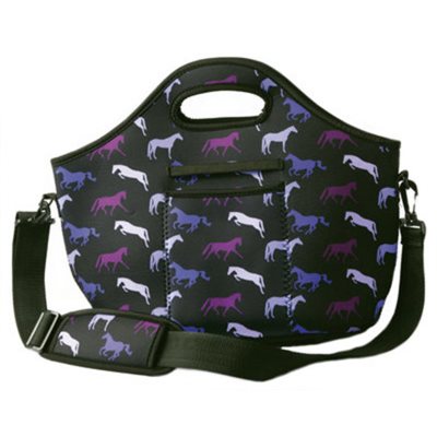 SAC A GROOMING NOIR EN NEOPRENE AVEC CHEVAUX MAUVES