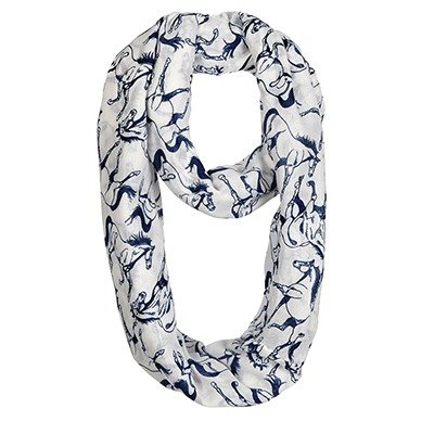 FOULARD INFINITY BLANC AVEC CHEVAUX BLEU