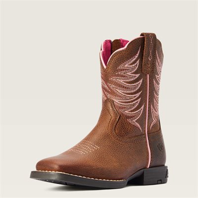 BOTTES ARIAT FILLE FIRECATCHER ROWDY ZIP BRUN / ROSE GR.9