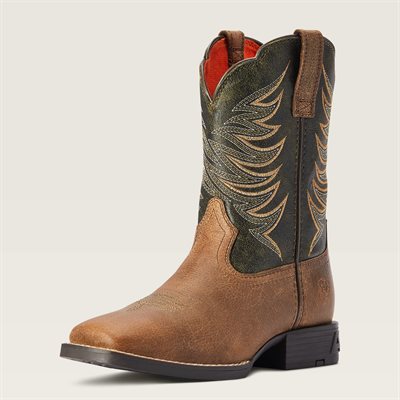 YOUTH ARIAT COWBOY BOOTS FIRECATCHER ROWDY BRUN / OLIVE GR.11