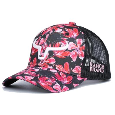 RANCH BRAND CAP PONYTAIL FLOWER 18 LOGO WHITE