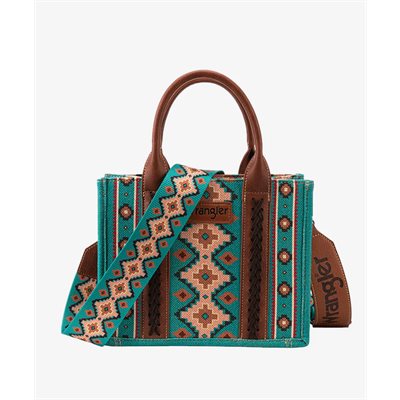 WRANGLER SOUTHWESTERN PRINT WIDE TOTE TURQUOISE