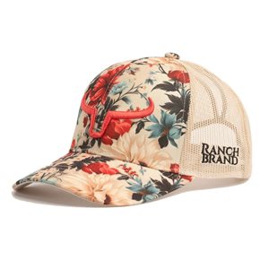 RANCH BRAND CAP PONYTAIL FLOWER 27 CORAL LOGO