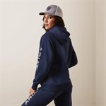 ARIAT HOODIE NAVY LOGO GREY GR:LARGE