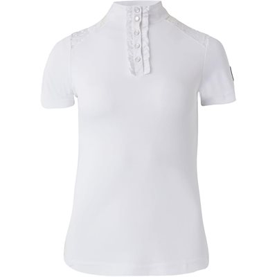 HORZE SIANNA WOMENS SHORT SLEEVED LACE SHOW SHIRT WHITE 