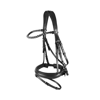 HORZE BRIDLE ERGONOMIC CRYSTAL BROWBAND BLACK COB