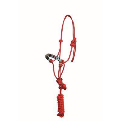 COUNTRY LEGEND BEAD ROPE HALTER WITH LEAD RED