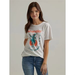 T SHIRT WRANGLER FEMME LONG LIVE COWBOY CREME 