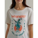 T SHIRT WRANGLER FEMME LONG LIVE COWBOY CREME XLARGE