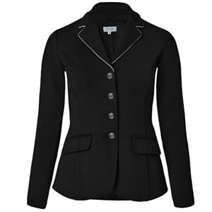 HORZE MARTINA SHOW COAT BLACK WITH WHITE PIPING