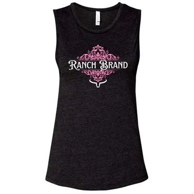 CAMISOLE RANCH BRAND FEMME MUSCLE TANK FLORAL NOIR / ROSE LARGE