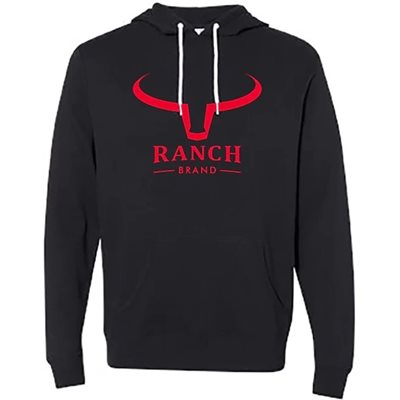 RANCH BRAND BIG HORN HOODIE BLACK LOGO RED MEDIUM