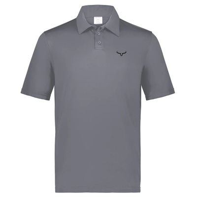 MENS POLO RANCH BRAND GREY LOGO BLACK