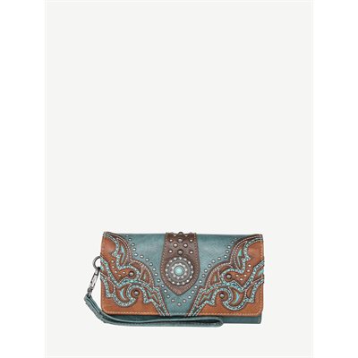 MONTANA WEST CUT-OUT COLLECTION WALLET BROWN / TURQUOISE