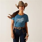 ARIAT TSHIRT RAINBOW SCRIPT STEEL BLUE MEDIUM