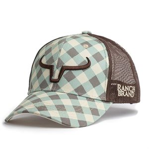 CASQUETTE RANCH BRAND PONYTAIL TARTAN LOGO BRUN