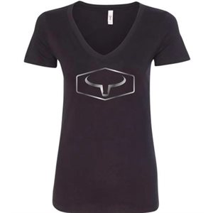 RANCH BRAND T-SHIRT WOMEN TAG BLACK SHINY SILVER