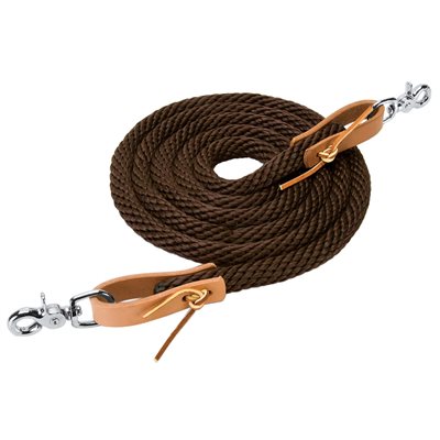 POLY ROPER REINS 3 / 8X8' BROWN