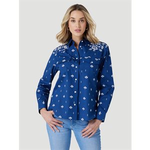 WRANGLER SHIRT WOMEN RETRO BLUE / WHITE