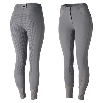 HORZE WOMENS SAPHIRA VENTILATED FULL SEAT BREECHES GREY 22