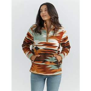 WRANGLER SHERPA PULLOVER LADY BROWN AZTEC WITH ZIP 