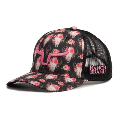 CASQUETTE RANCH BRAND PONYTAIL SKULL 4 LOGO ROSE