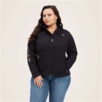 ARIAT WOMEN NEW TEAM SOFTSHELL JACKET BLACK / LEOPARD LARGE