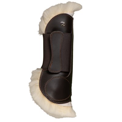 LEATHER SHEEPSKIN TENDON BOOTS DY'ON VELCRO BROWN SZ 2 COB