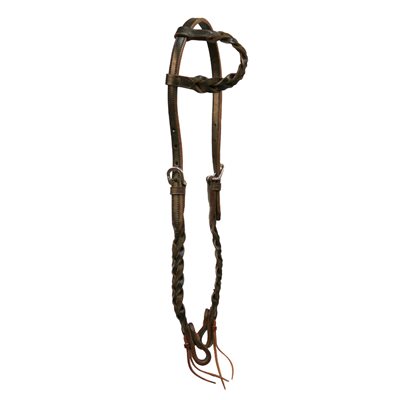 WR 1 EAR HEADSTALL BRAIDED BROWN