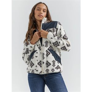 WRANGLER SHERPA PULLOVER ZIP WOMEN AZTEC WHITE / BLACK