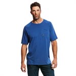 ARIAT T-SHIRT MEN'S REBAR SS COTTON STRONG METAL BLUE LARGE