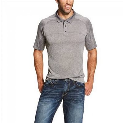 ARIAT MEN'S CHARGER POLO JETTY GREY LARGE