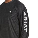 MENS ARIAT CHARGER LOGO LONG SLEEVE SHIRT CHARCOAL HEATHER MED