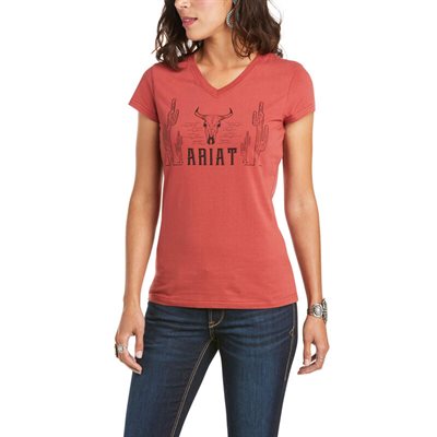 T-SHIRT ARIAT REAL SAGUARO TAUREAU / CACTUS ROUGE TERRE GR.SMALL